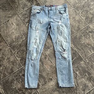 ECKO Men's Y2K Distressed Slim Jeans Grunge Urban Streetwear Indie Sleeze